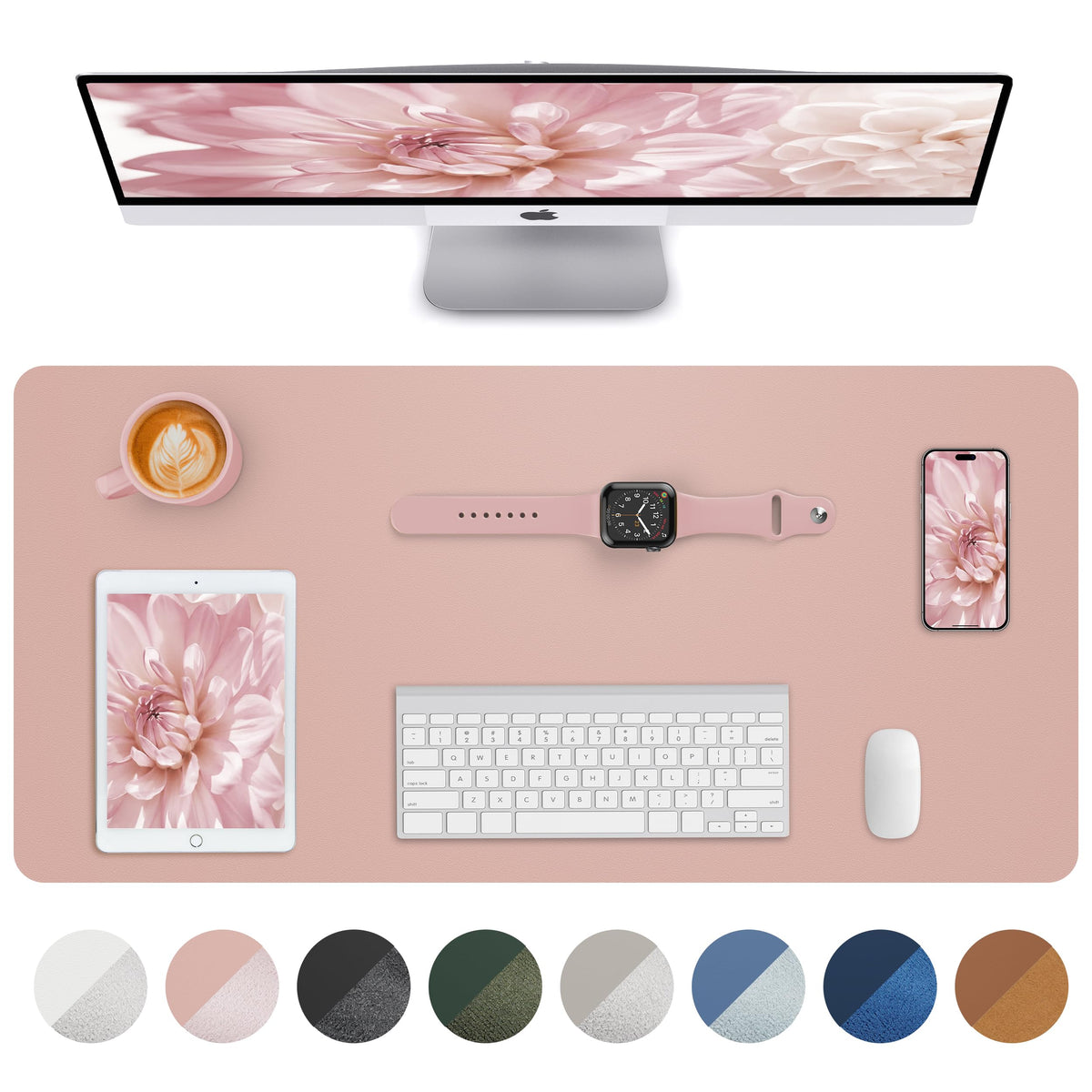 Makeup Mat for Vanity, PU Leather Desk Pad Blotter,Waterproof & Oilproof Desk Protector, Easy Clean