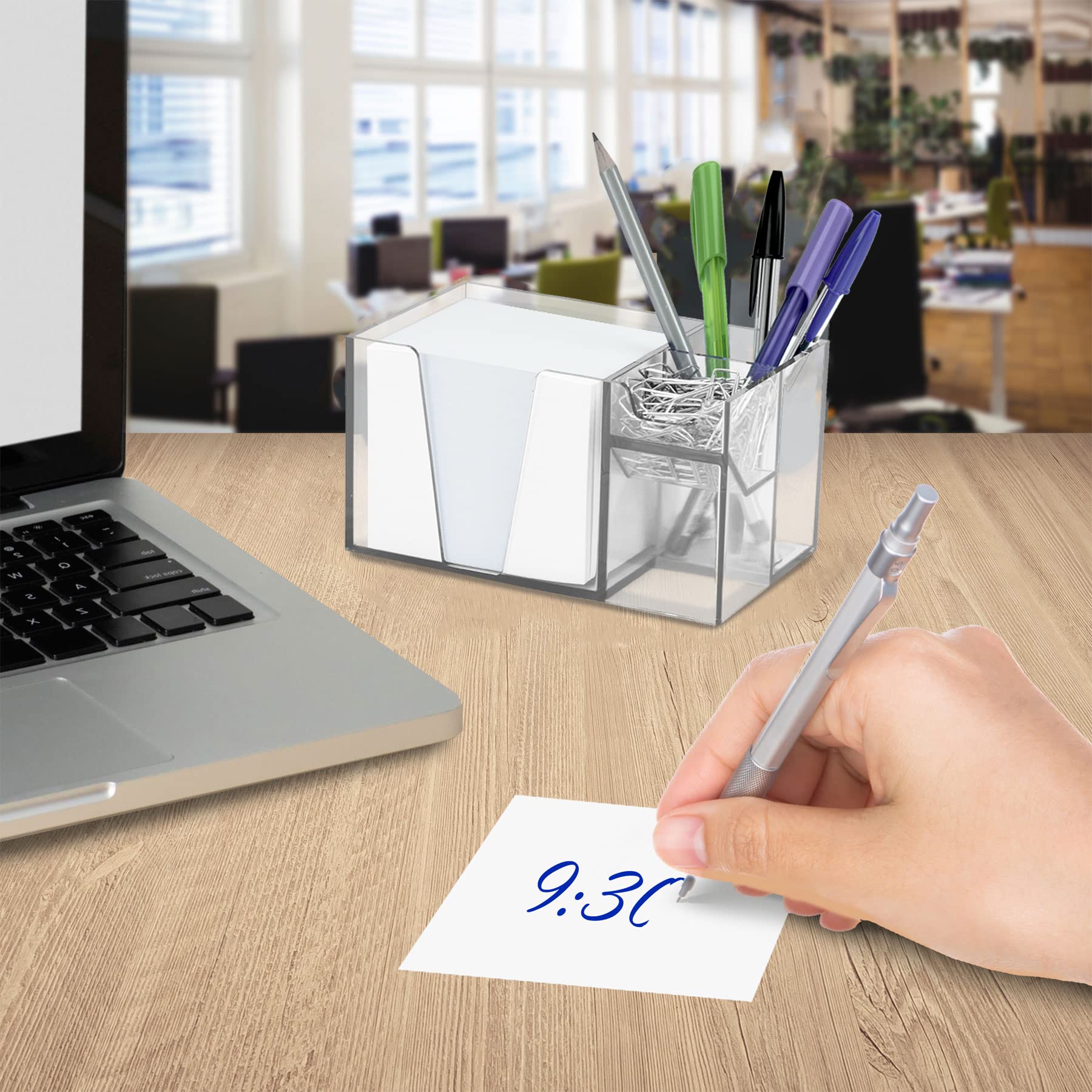 Acrimet Desktop Organizer Pencil, Pen, Paper, Clip, Caddy Holder (Plastic) (White Paper Included)