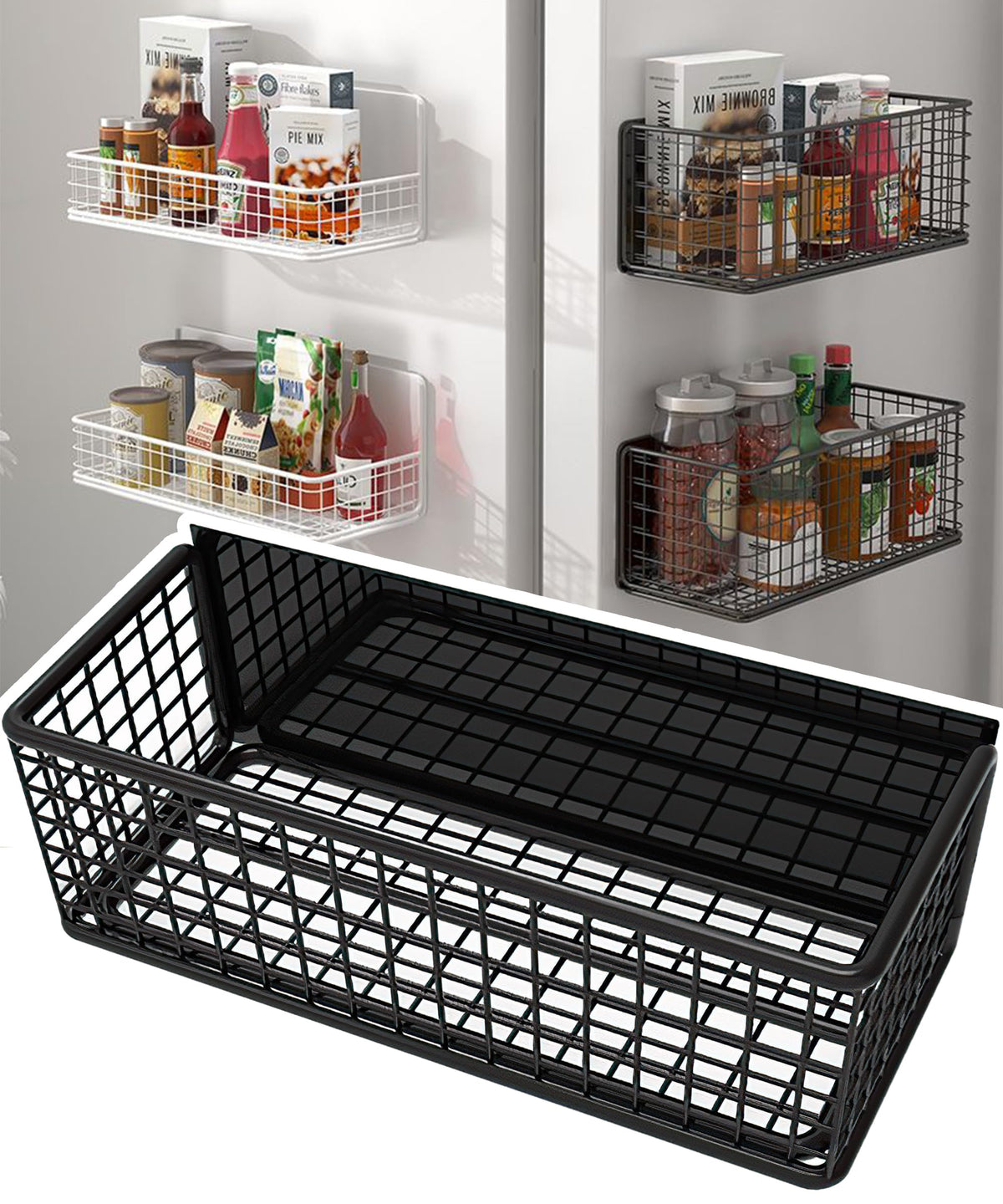 Magnetic Shelf Fridge Basket Bin for Whiteboard Washer Dryer Locker Cabinet
