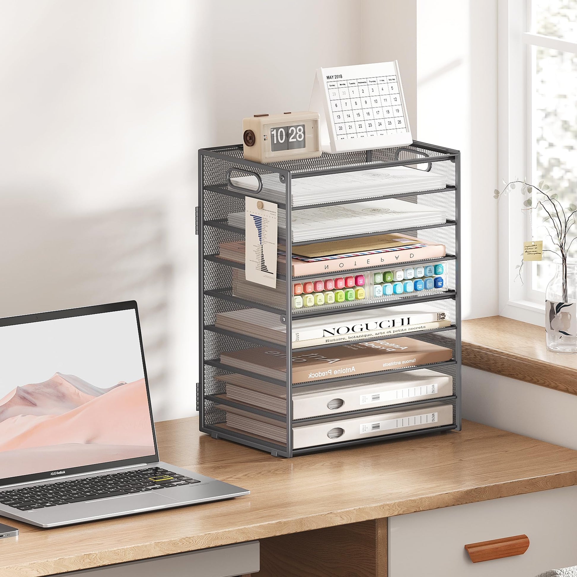 Paper Organizer for Desk Organizers and Accessories,9 Tier Gary Trays