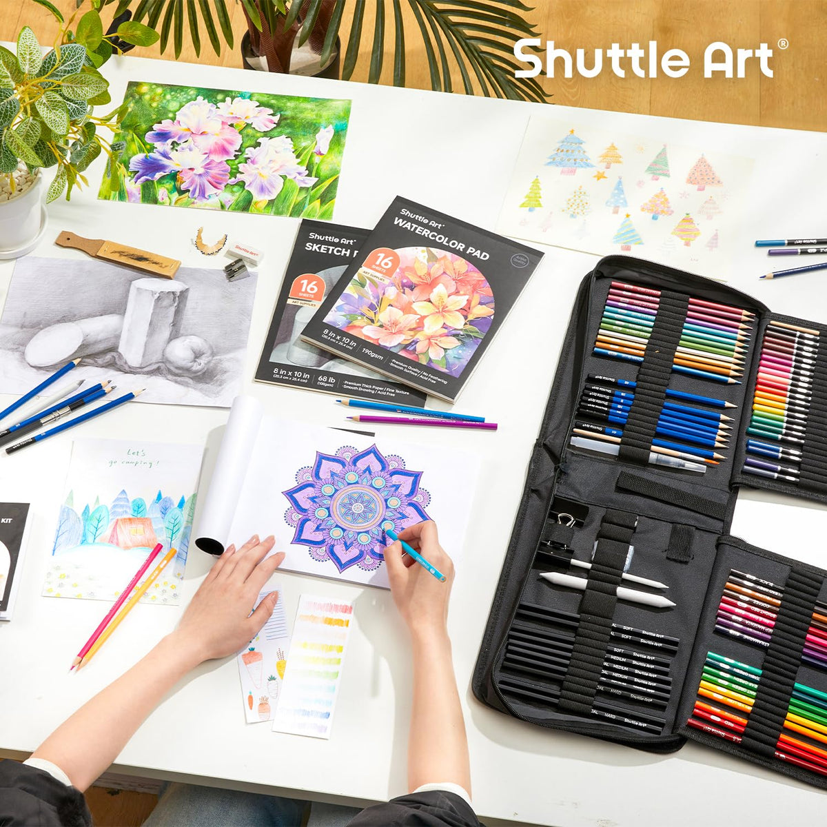 Shuttle Art 103 PCS Drawing Kit, Professional Drawing Supplies with Sketch, Charcoal, Colored