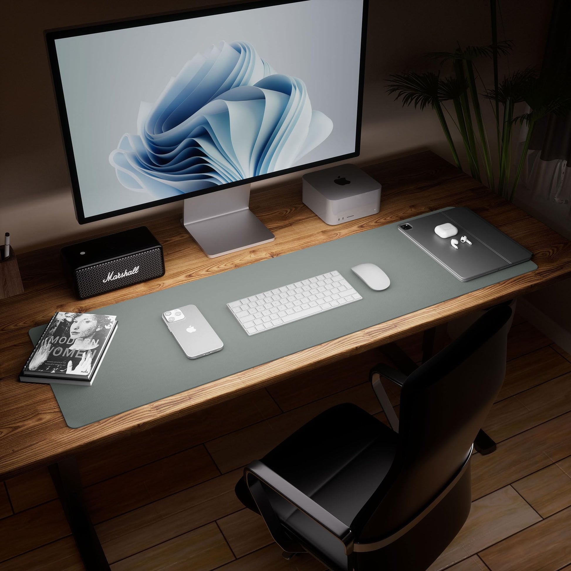 Aothia Leather Desk Pad Protector - Large Mouse Pad, Office Mat, Non-Slip PU Leather Blotter