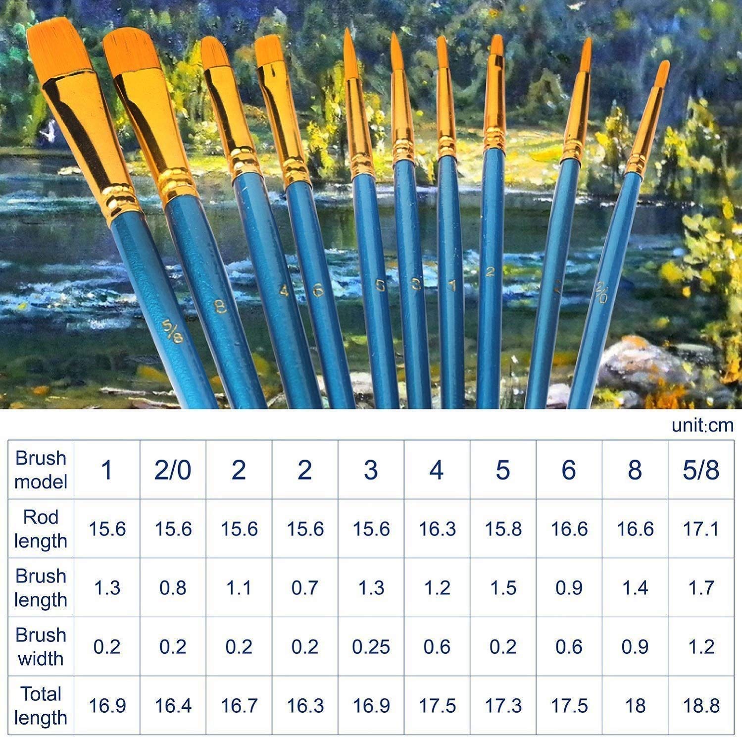 Acrylic Paint Brush Set, 50 Packs / 500 pcs Nylon Hair Brushes