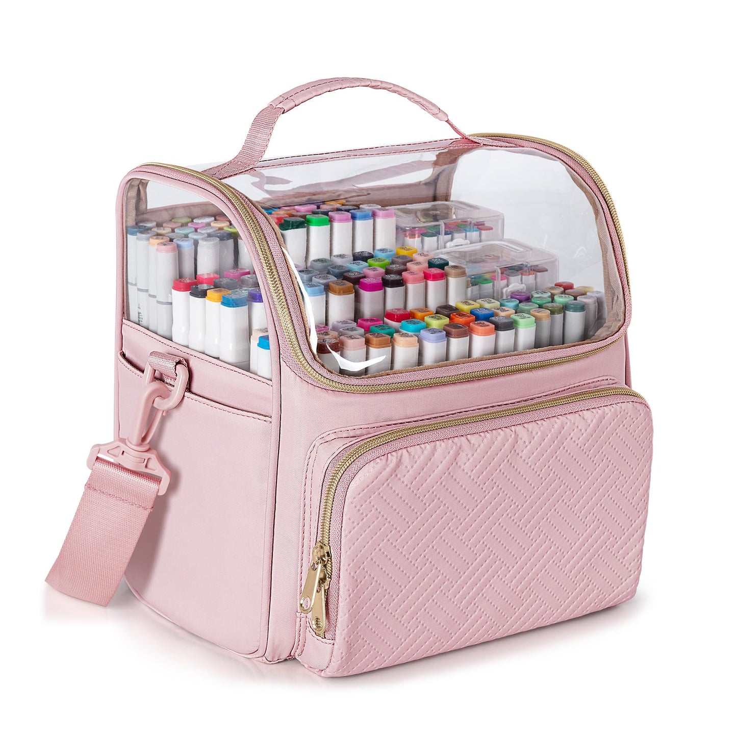 Rexmica Large Marker Organizer Case Storage Bag for 180 Marker Pens, Pink