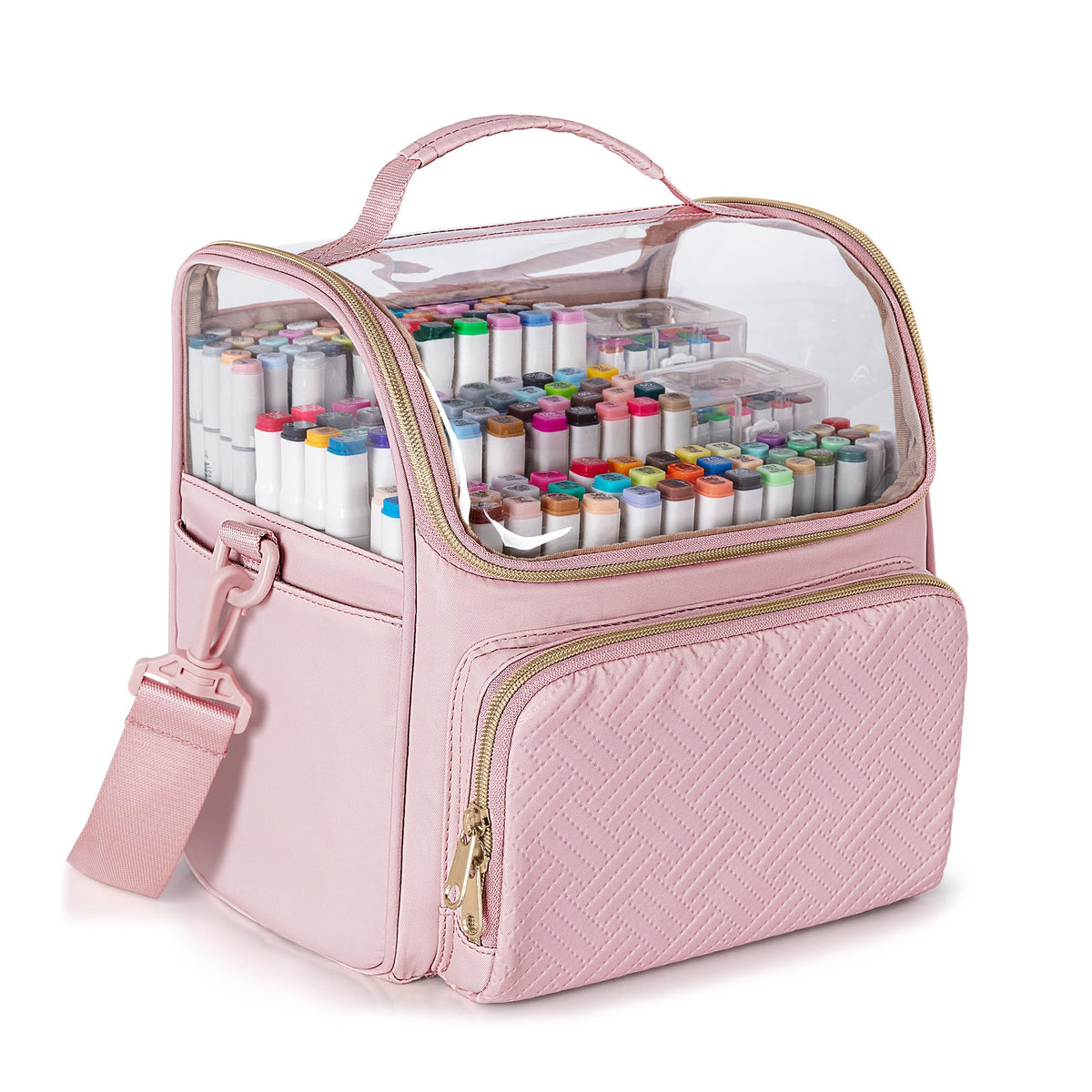 Rexmica Large Marker Organizer Case Storage Bag for 180 Marker Pens, Pink