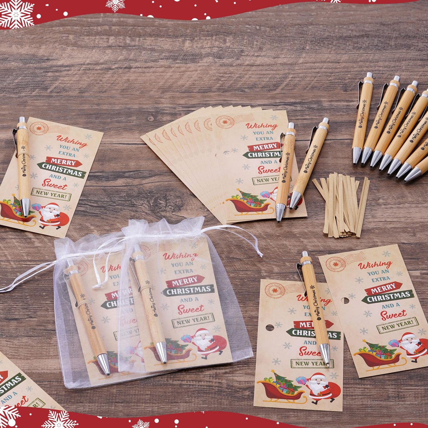 Marspark 30 Set Vintage Christmas Party Favor Gifts Bulk Xmas Pen and Card