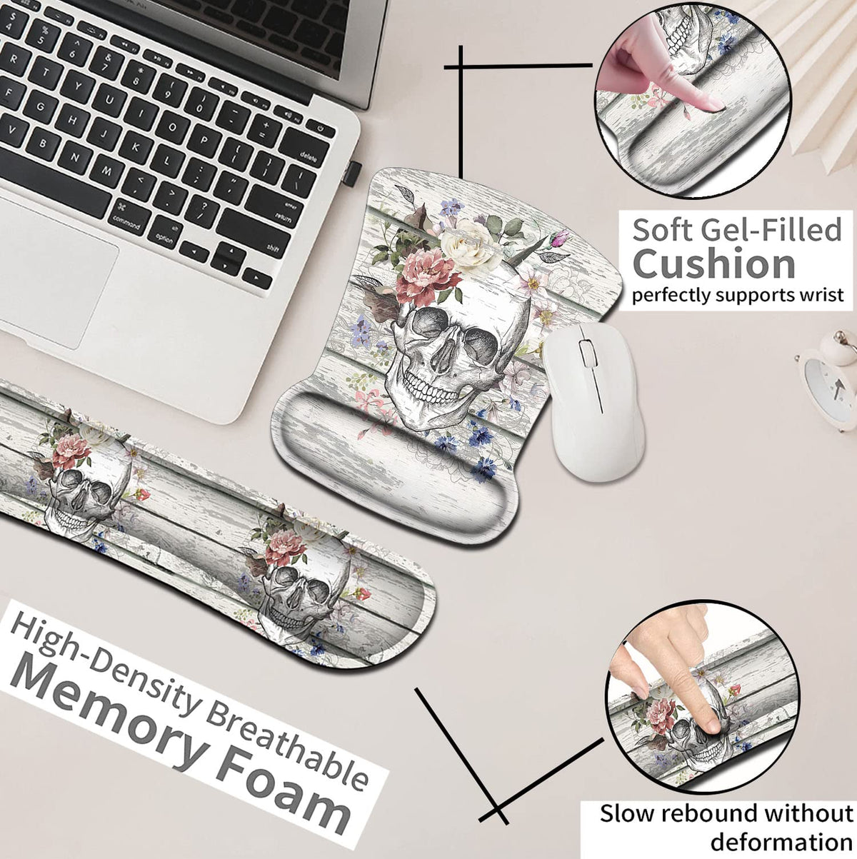 Mouse Pad with Wrist Support, Ergonomic Gel Mouse Pad, Memory Foam Keyboard Wrist Rest, Suitable