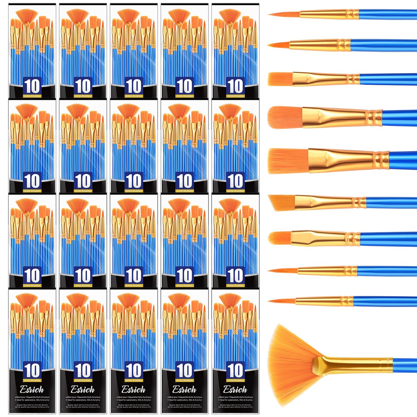 ESRICH 200PCS Paint Brushes, Paint Brush for Acrylic Painting