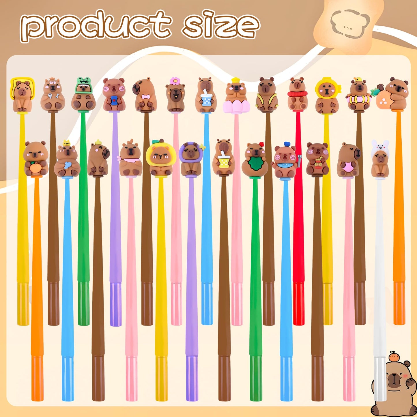 LiYiQ 50 PCS Capybara Stress Relief Bobblehead Pens Fun Cute Pen for kids Fidget Pens Kawaii Pen