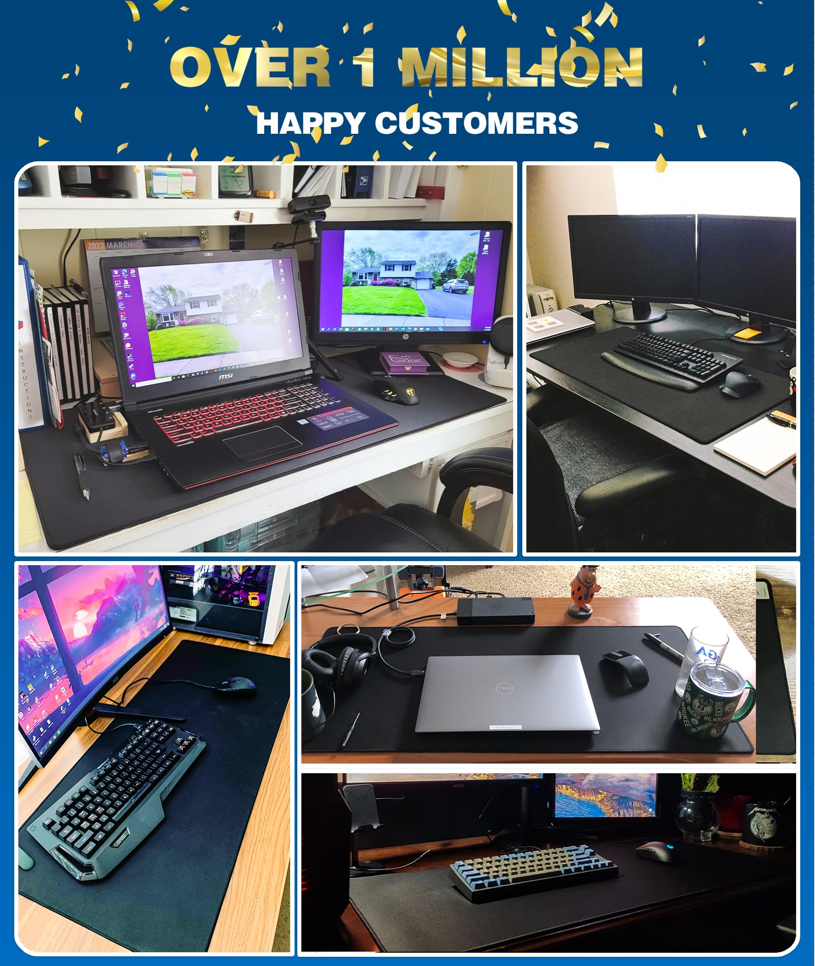 KTRIO Large Gaming Mouse Pad Desk Mat for Gamer, 35.4" x 15.7", Black, XXXL