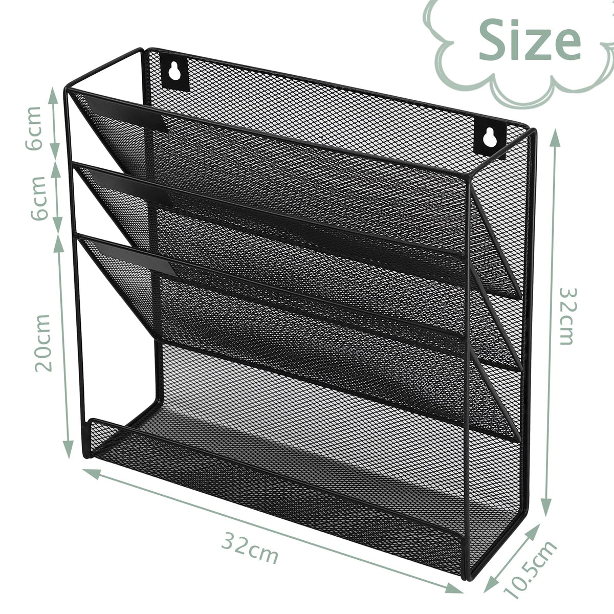 ideallife 3 Pockets Mesh Wall File Holder Organizer with Bottom Flat Tray, Office Hanging File