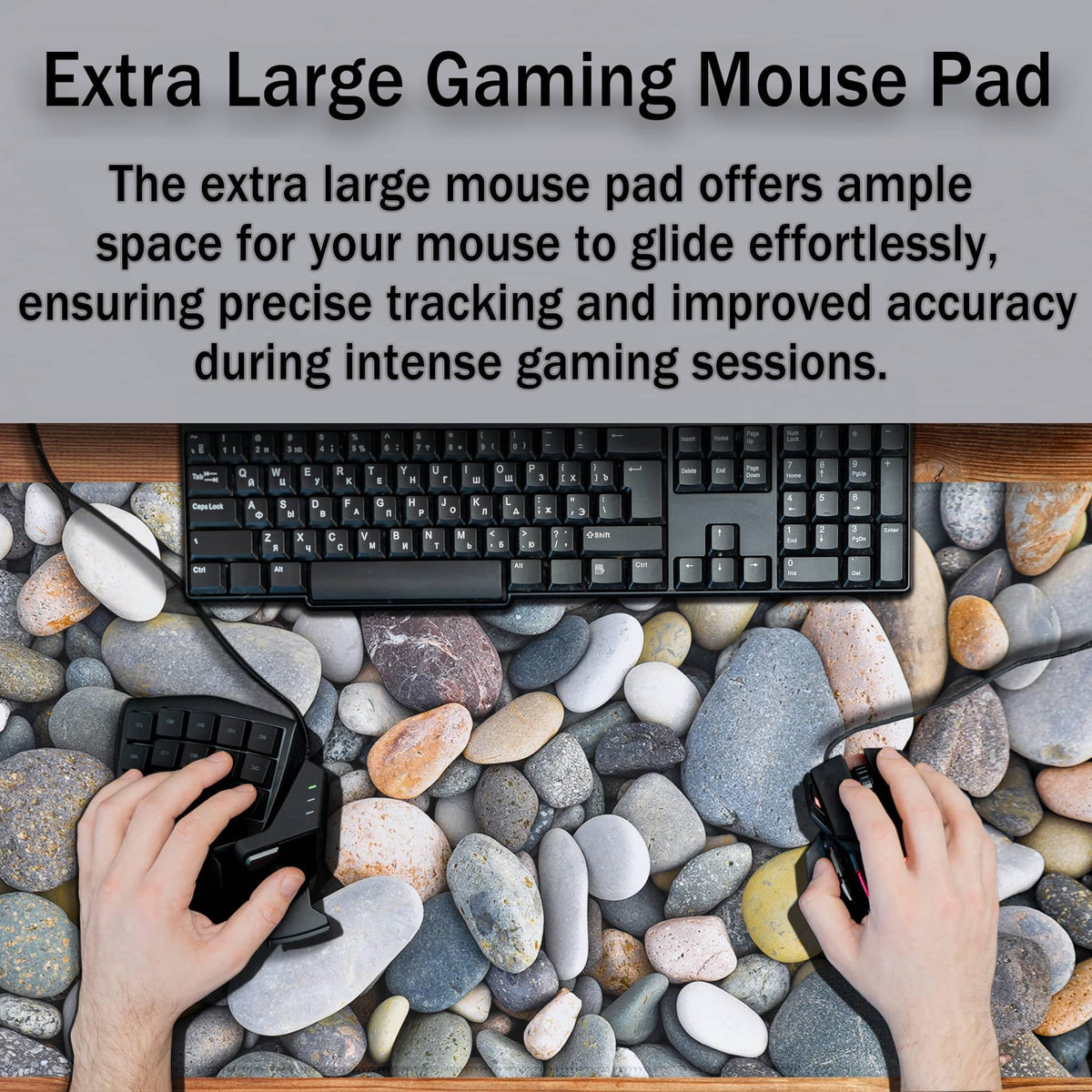 Samgula Computer Desk Pads Cobblestone Gaming Mouse Mat, Desk Mouse Pad XXL Mouse Pads, Desktop