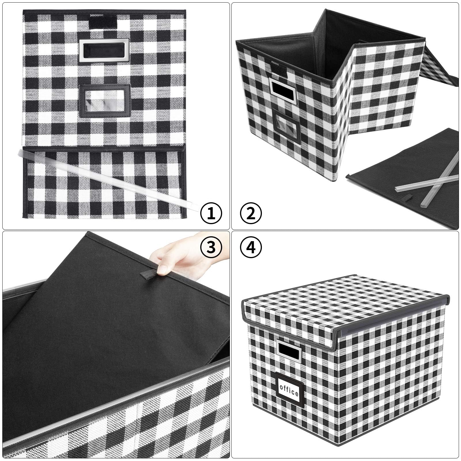 Huolewa File Organizer Box with Lids, Collapsible File Folder Organizer