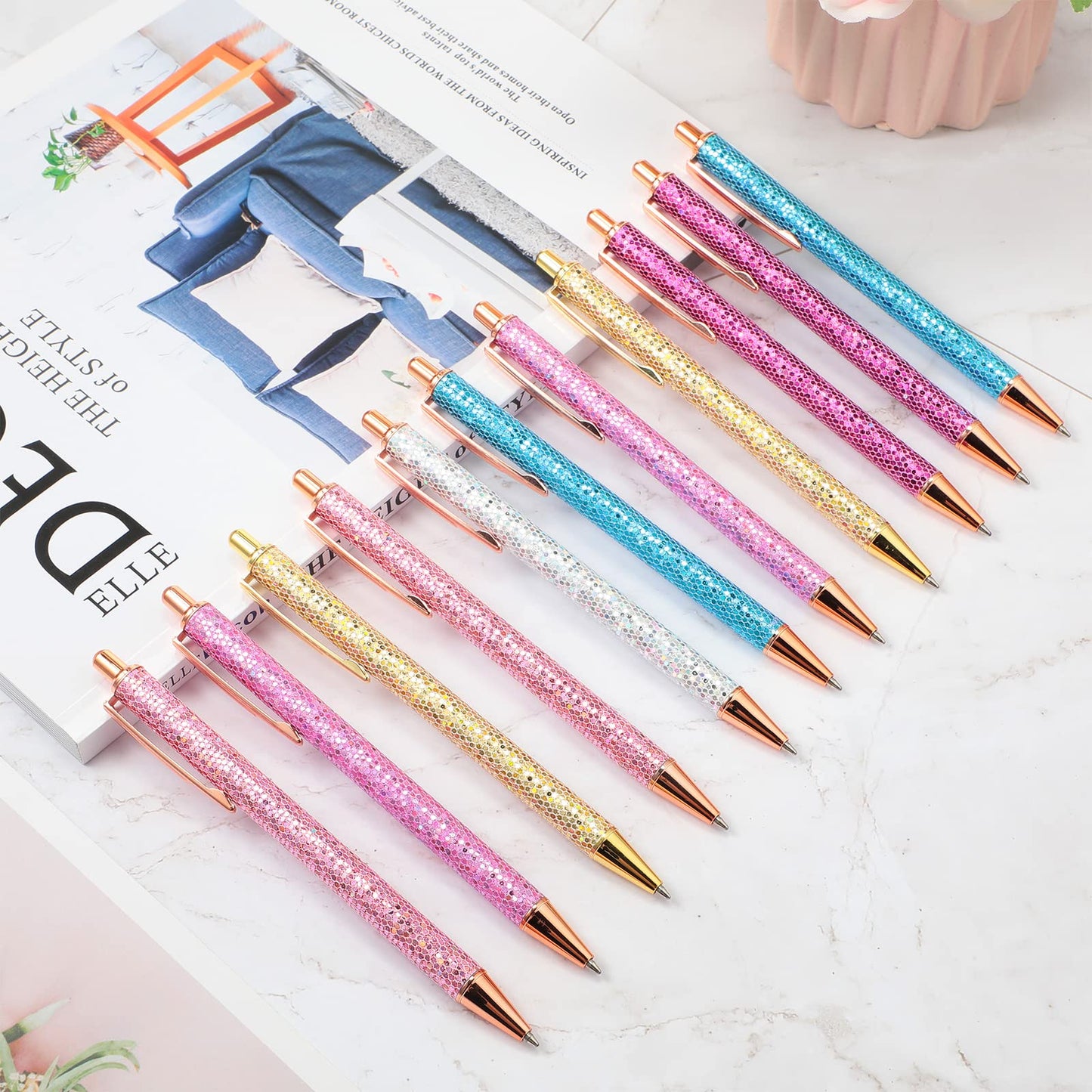 Epakh 11 Pcs Fancy Pens for Women Glitter Sparkly Pretty Pen, Scale Style