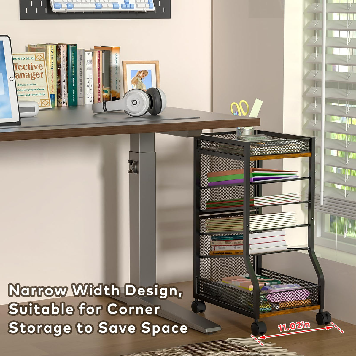 6-Tier Standing File Organizer, Rolling Under Desk Organizer for Office