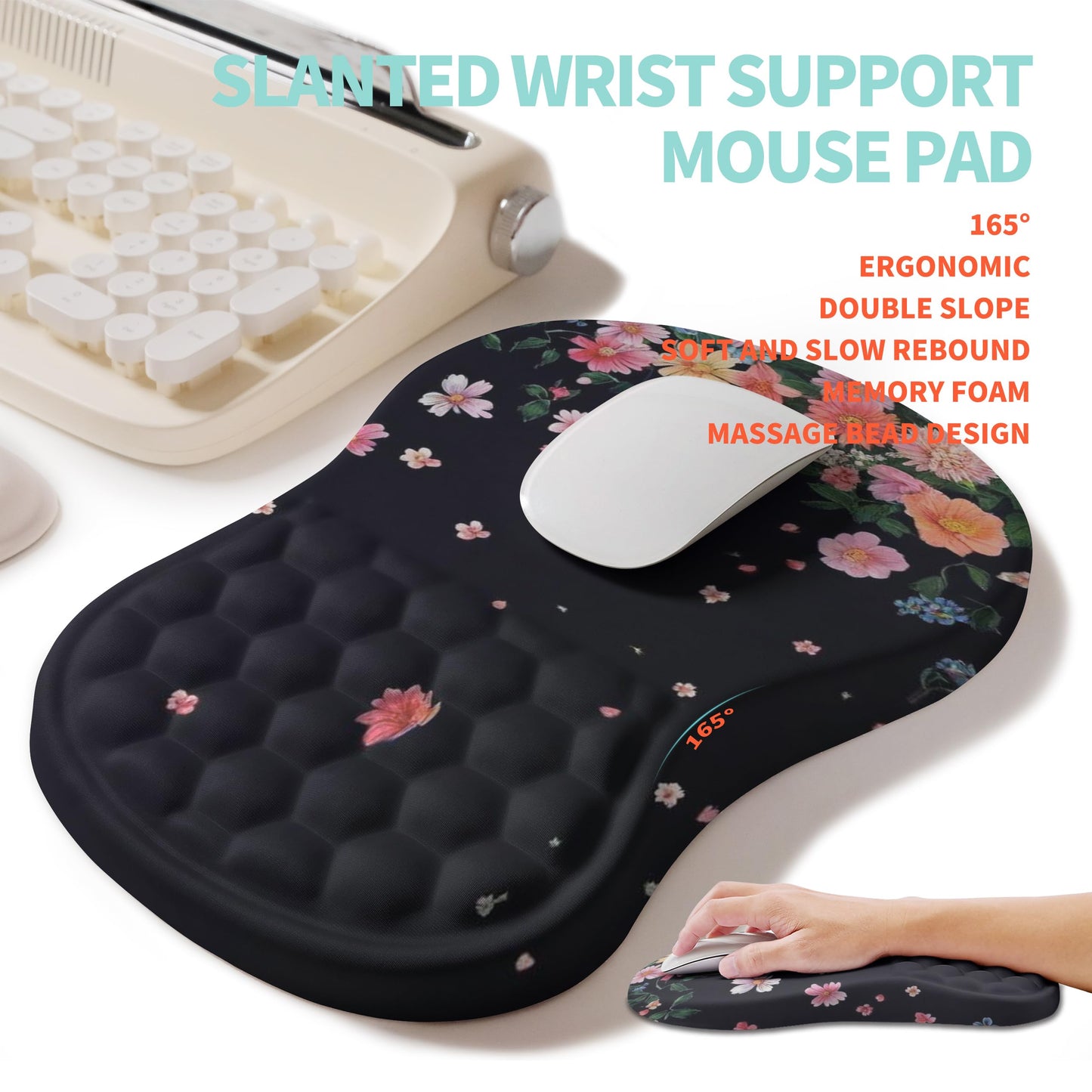KUOSGM 2-in-1 Ergonomic Set, Wave Rise Keyboard Wrist Rest and Massage Bulge Slope Mouse Pad Wrist