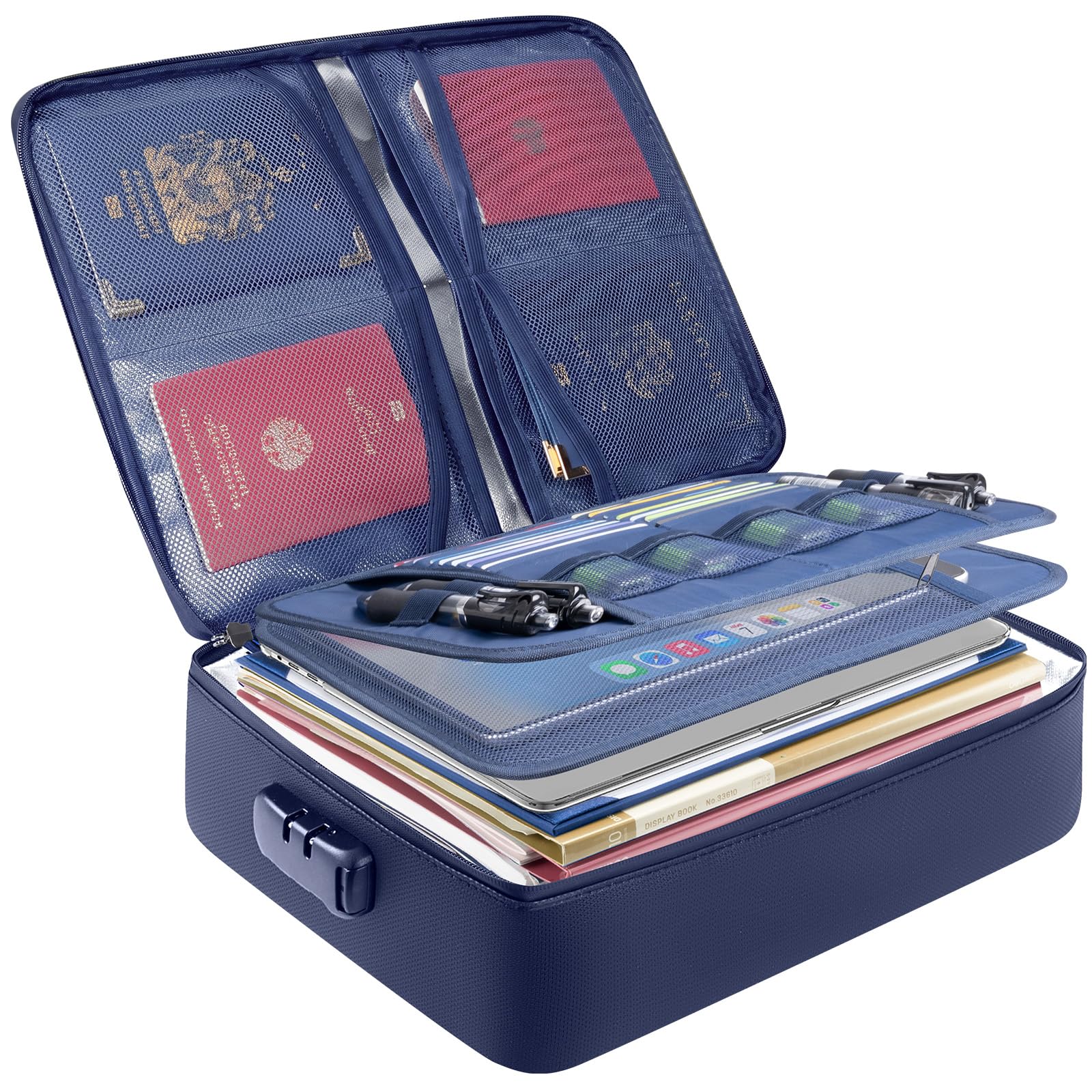 BALEINE Fireproof Document Box with Lock, Waterproof Fire Safe File Bag