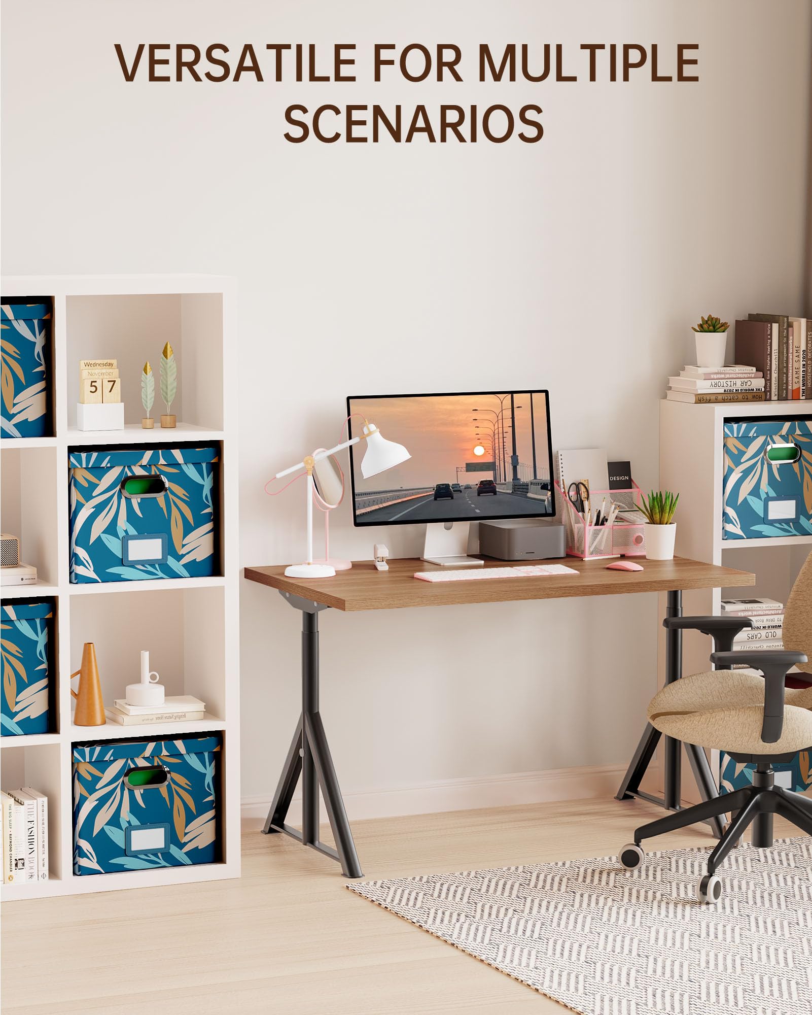 Oterri File Organizer with Lid, File Box, File Cabinet for Letter File Folder Storage, Hanging File