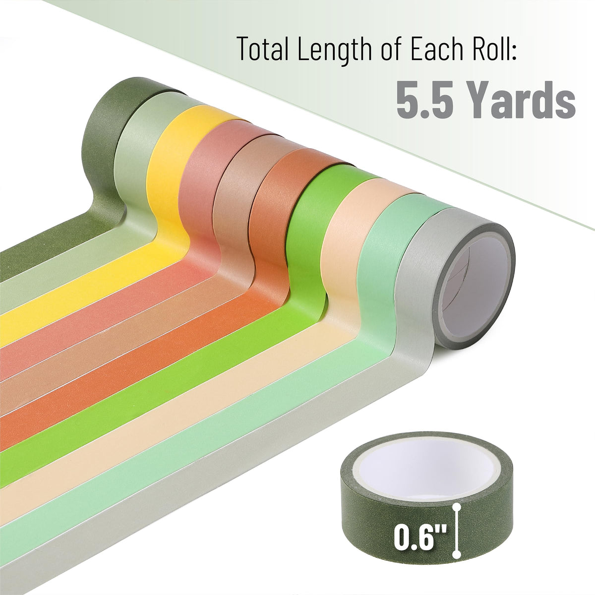 Mr. Pen- Washi Tape Set, 10 Rolls, 5.5 Yards/Roll, Washi Tape for Scrapbook