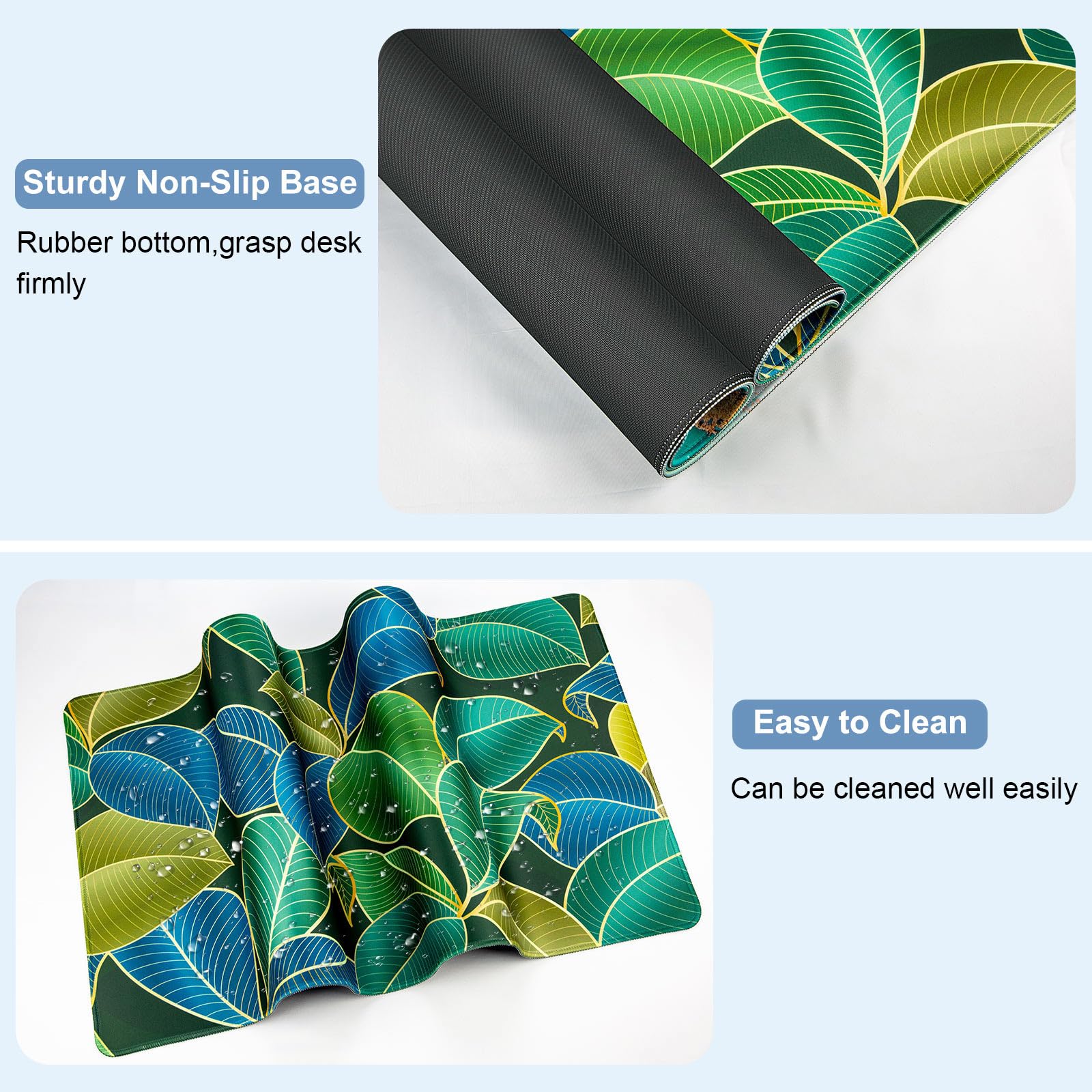 Large Gaming Mouse Pad with Coaster,Desk Matt for Desktop,Desk Mat-Leaves