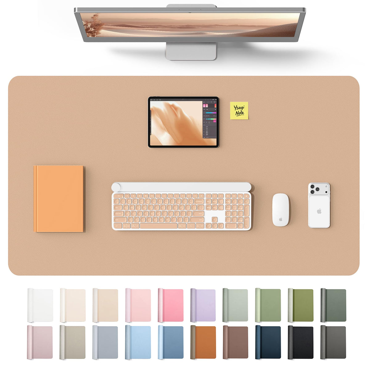 YSAGi Leather Desk Protector, Office Mat, Large Mouse Mat, Non-Slip PU Leather Blotter, Laptop Desk