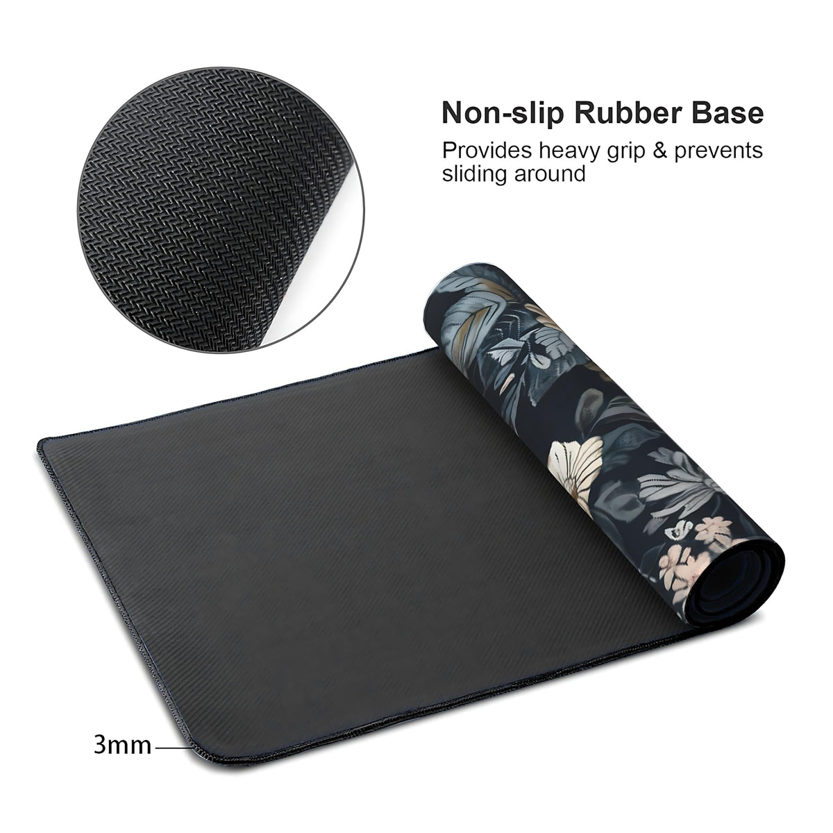 Dark Flower Large Mouse Pad,Gaming Keyboard Desk Pad,Extended Mouse Mat Non-Slip Rubber Base with
