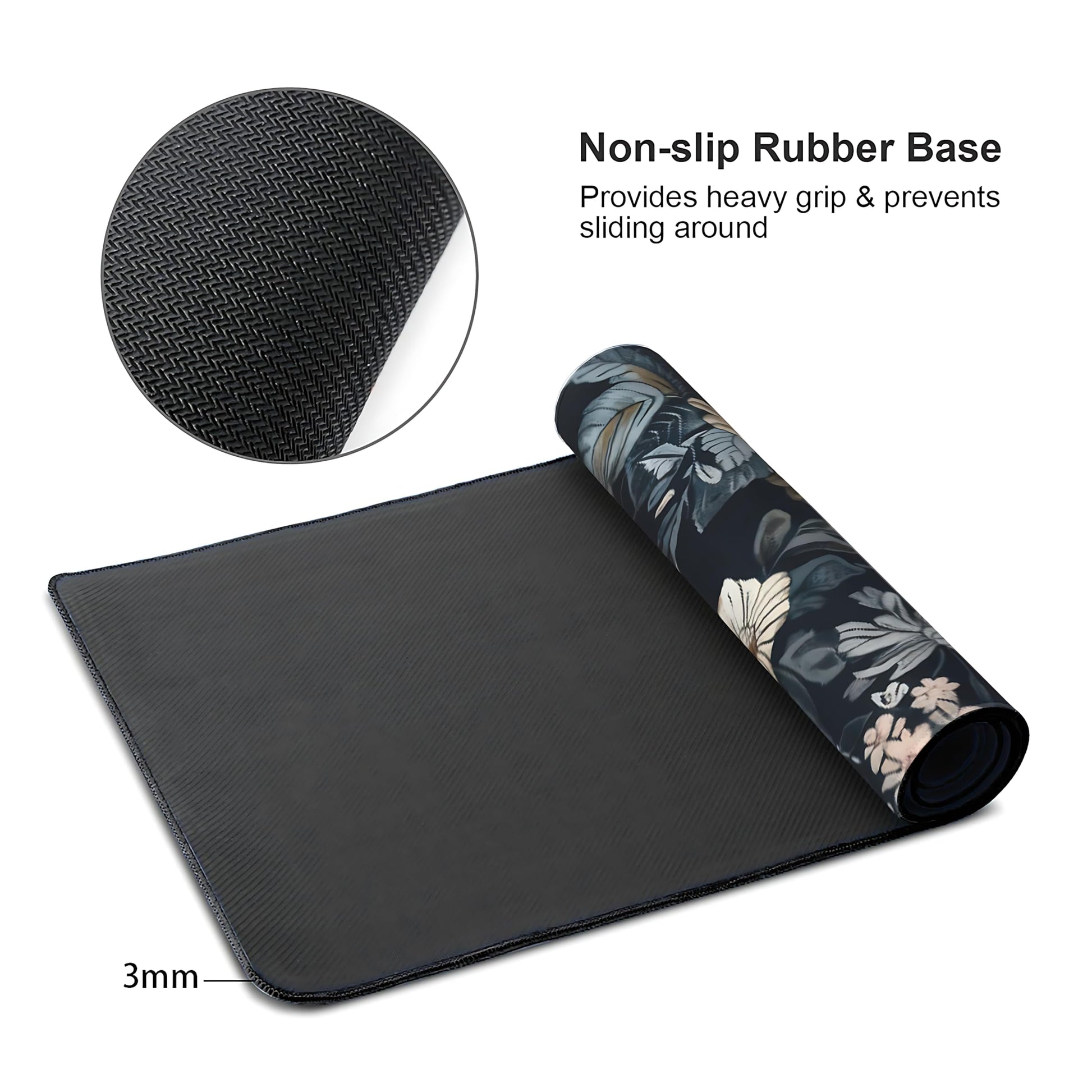 Dark Flower Large Mouse Pad,Gaming Keyboard Desk Pad,Extended Mouse Mat Non-Slip Rubber Base with