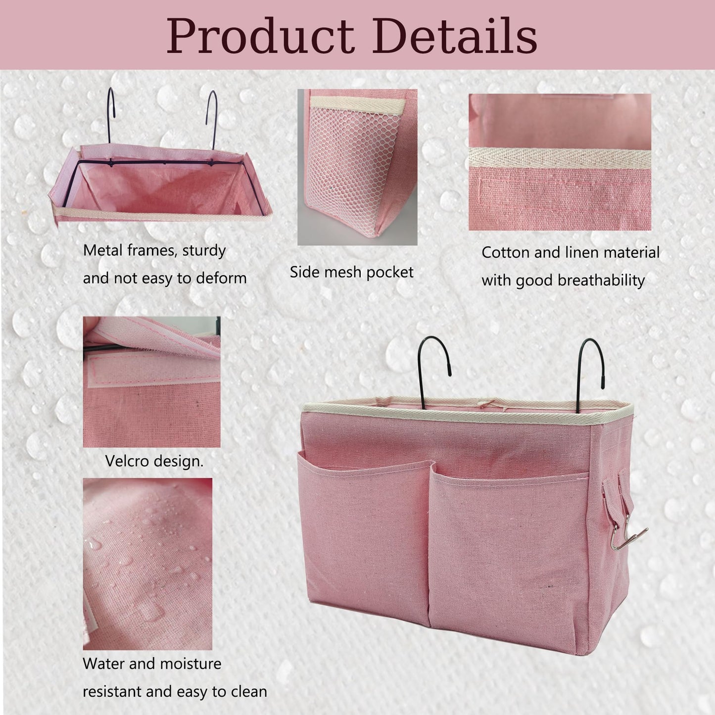 Someteth 2-Pack Bedside Caddy Bedside Hanging Storage Basket Multi-Function Organizer Caddy for