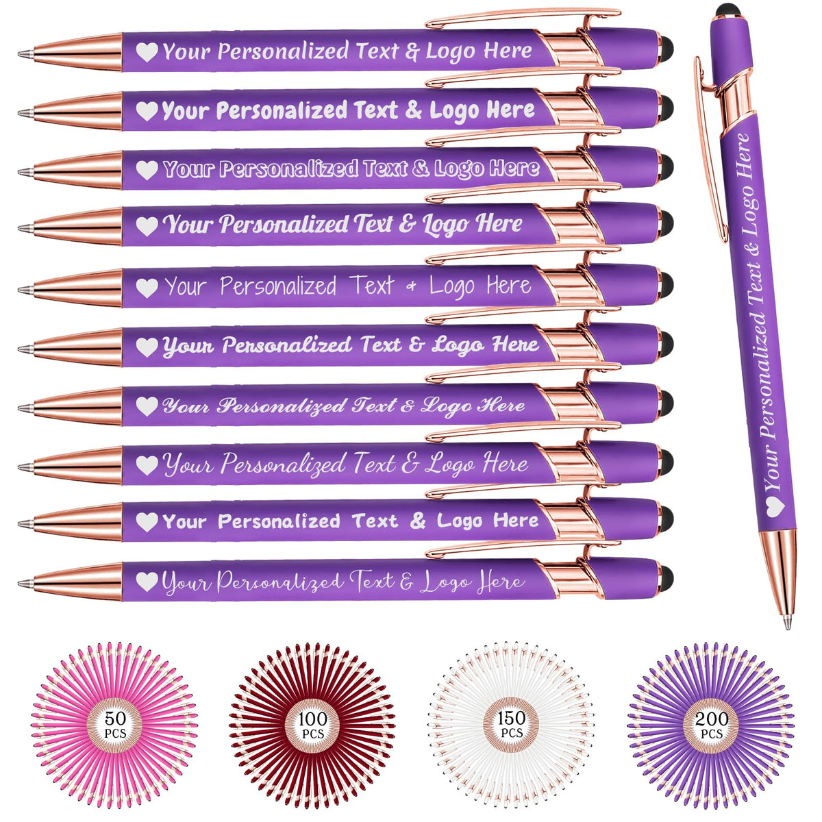 STREADVE Personalized Custom Pens 10 Engraved Writing Pen with Name Logo, Customized Promotional