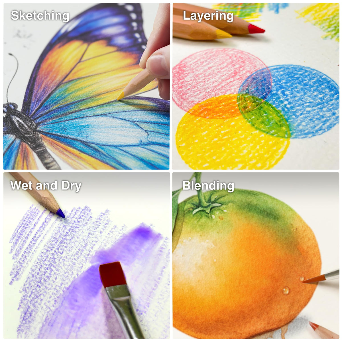 COLOUR BLOCK Watercolor Pencil Travel Art Set 34 PCS, Professional Drawing Kit, 50 Sheets Drawing