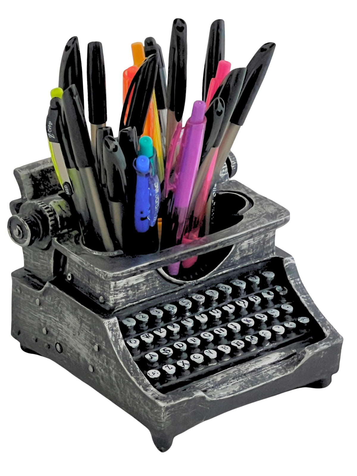 Bellaa Typewriter Pencil Holder 32 Pens, Desk Organizer, Hold Cell Phone
