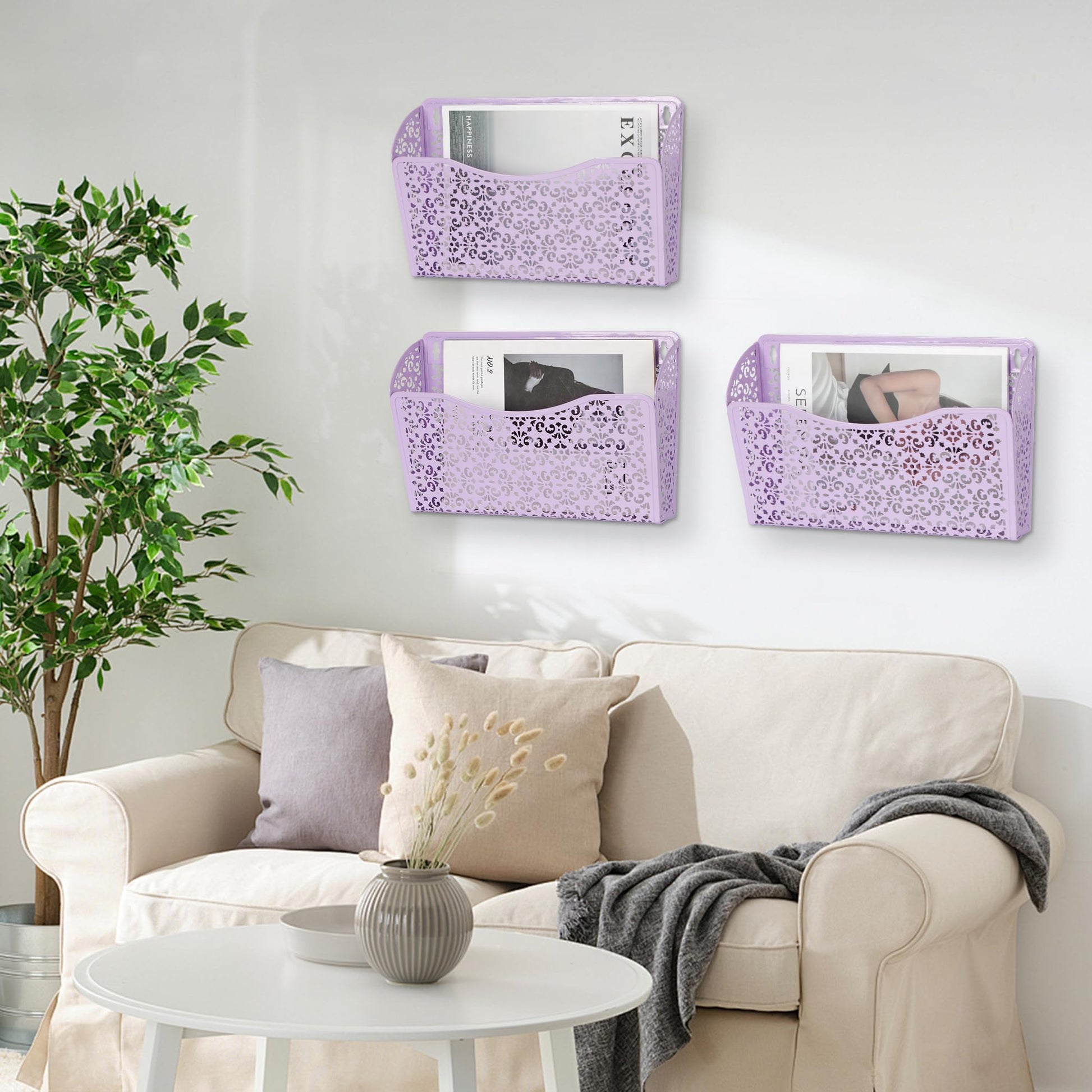 EasyPAG 3 Single Wall Mount File Organizer Vertical Metal Wall Pocket File Holder for Office, Home