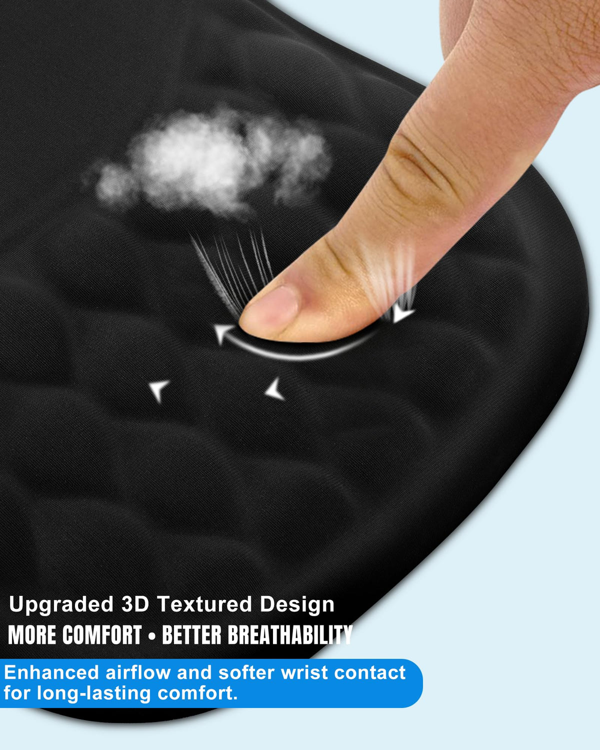 PVIPCZ Ergonomic Mouse Pad with Sloped Memory Foam Wrist Rest (Black)