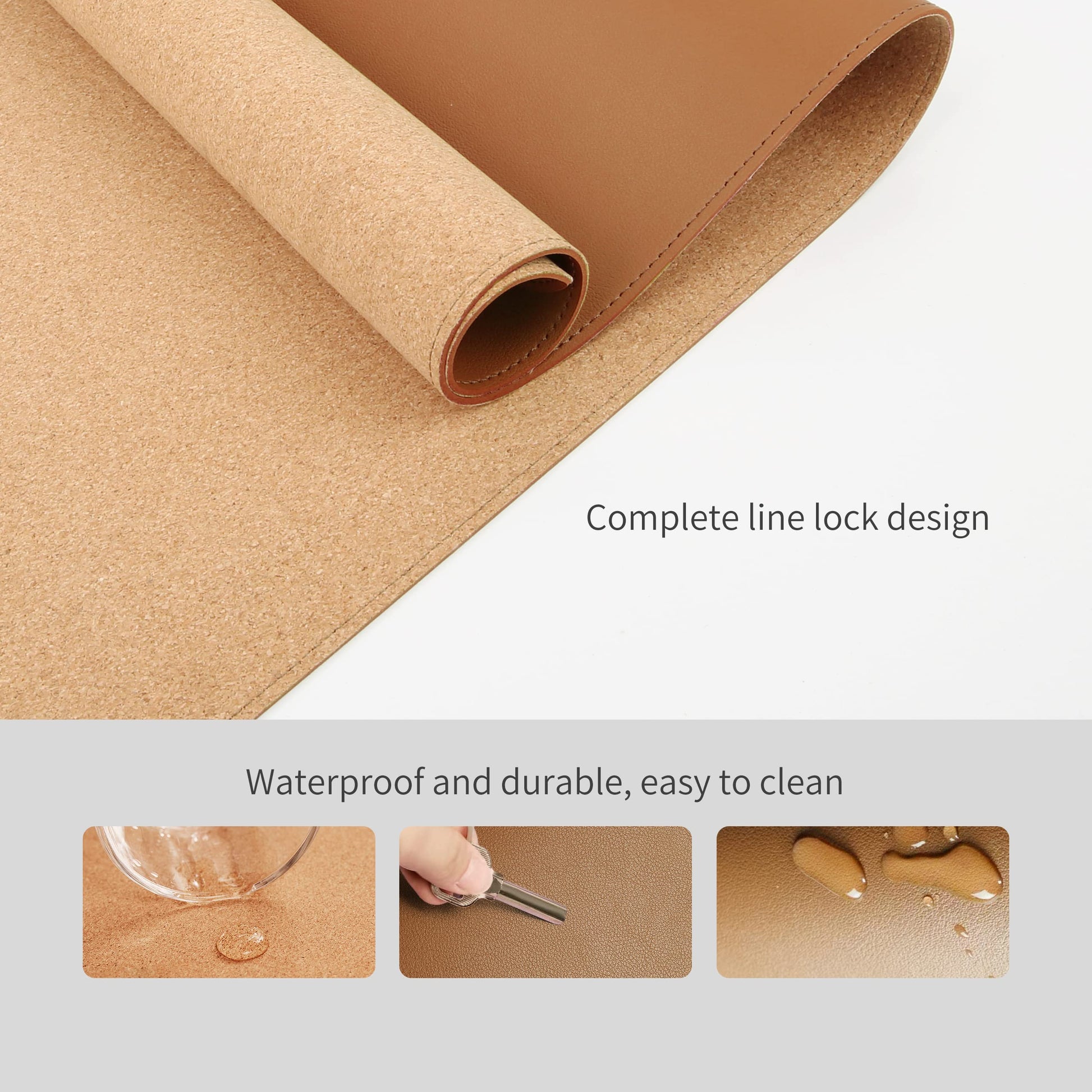 RENMTURE Dual-Sided Desk Pad, Natural Cork & PU Leather Large Mouse mats for Office and Home Work