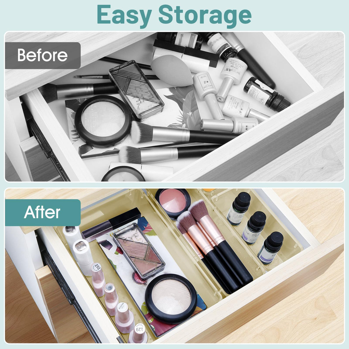 25 PCS Plastic Drawer Organizer Set, Makeup Organizers and Storage Bins