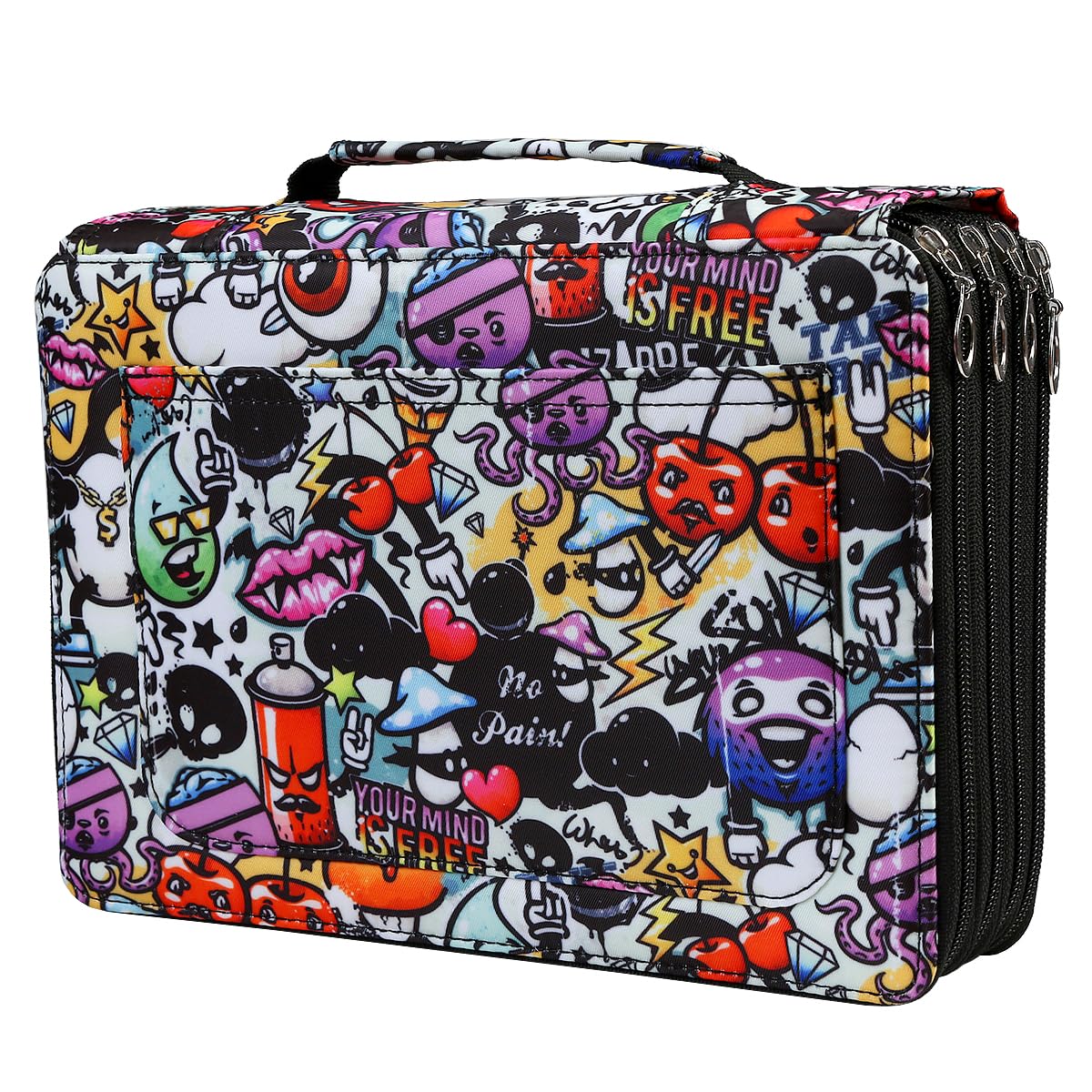 Lbxgap 200 Individual-Slots Pencil Case 4-Layer Zipped Holder w/Handle