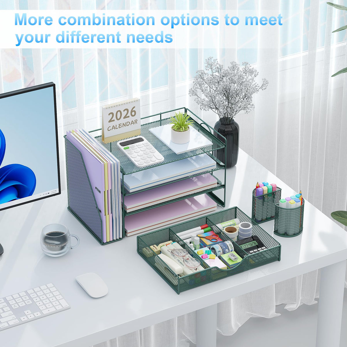 gianotter 4-Tier Desk Organizer with Drawers, File Holders, Letter Trays and Pen Holders