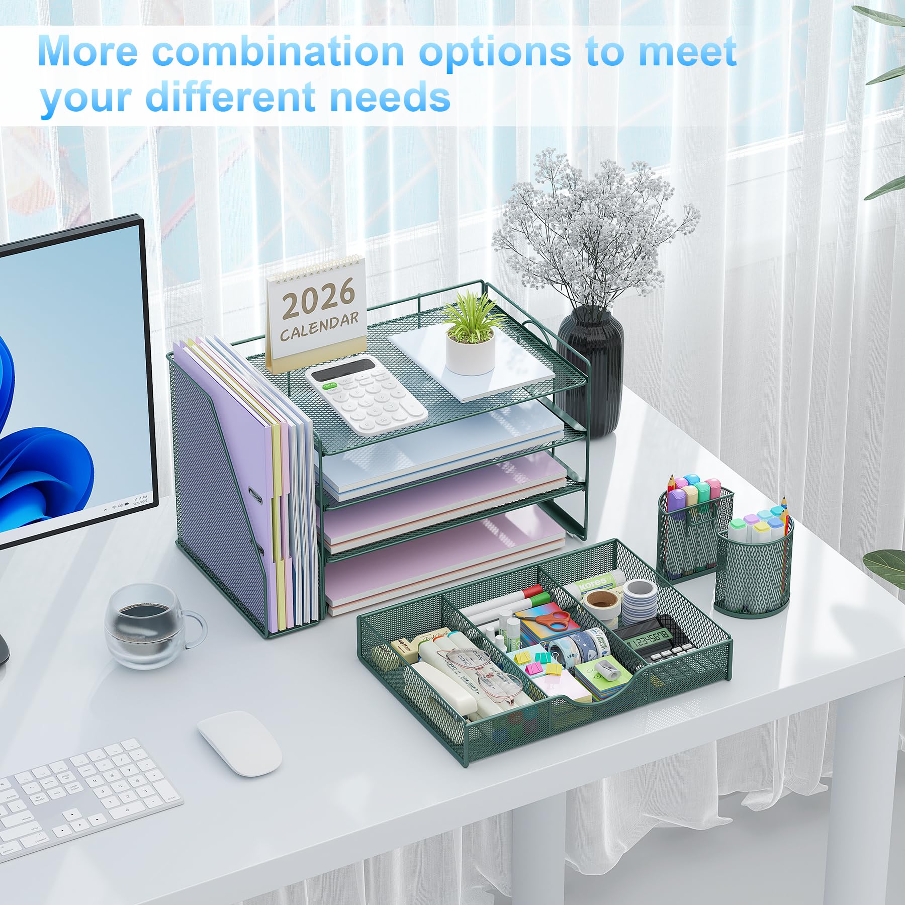 gianotter 4-Tier Desk Organizer with Drawers, File Holders, Letter Trays and Pen Holders