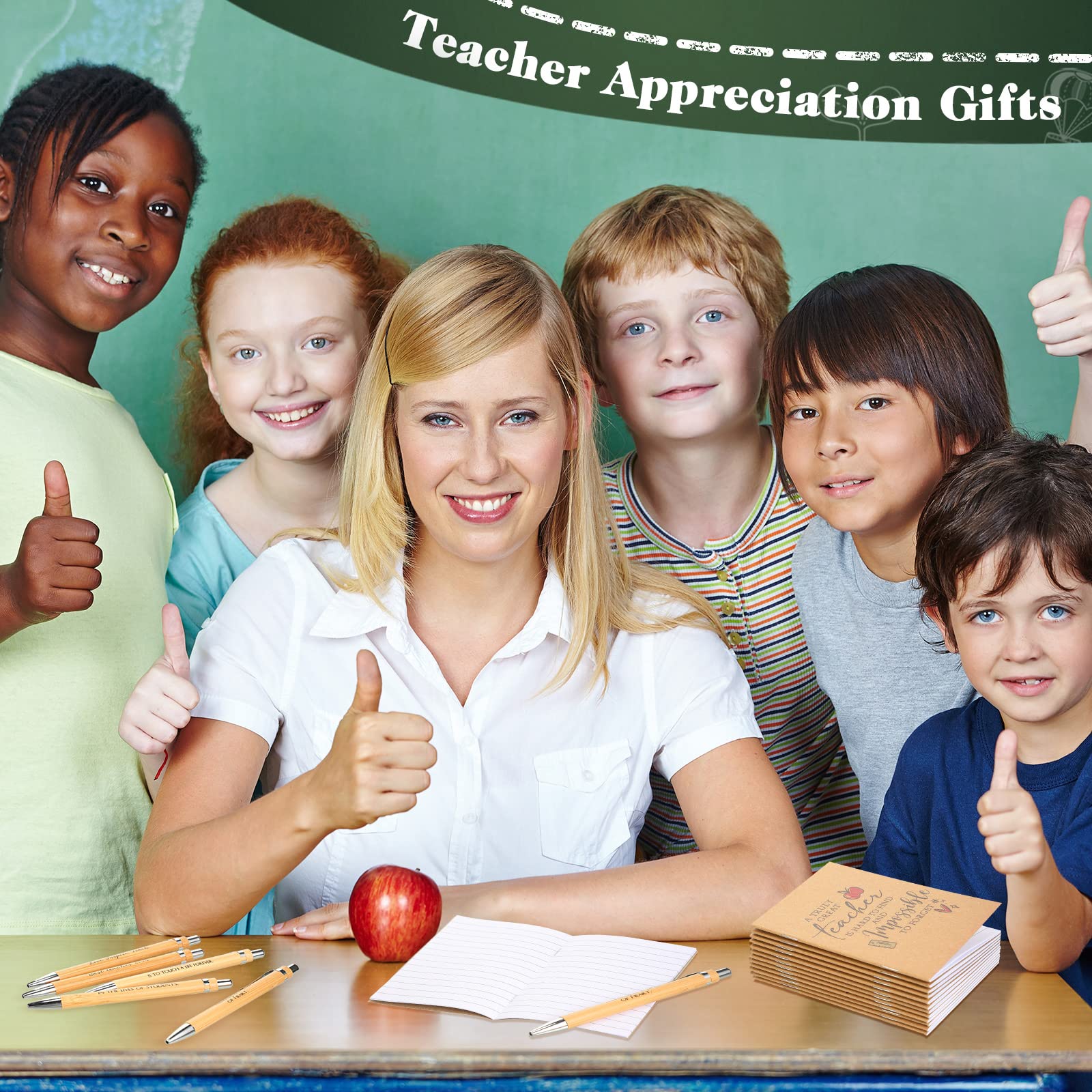 Kosiz 120 Pcs Teacher Appreciation Gifts Bulk Thanks Kraft Notebooks & Pens