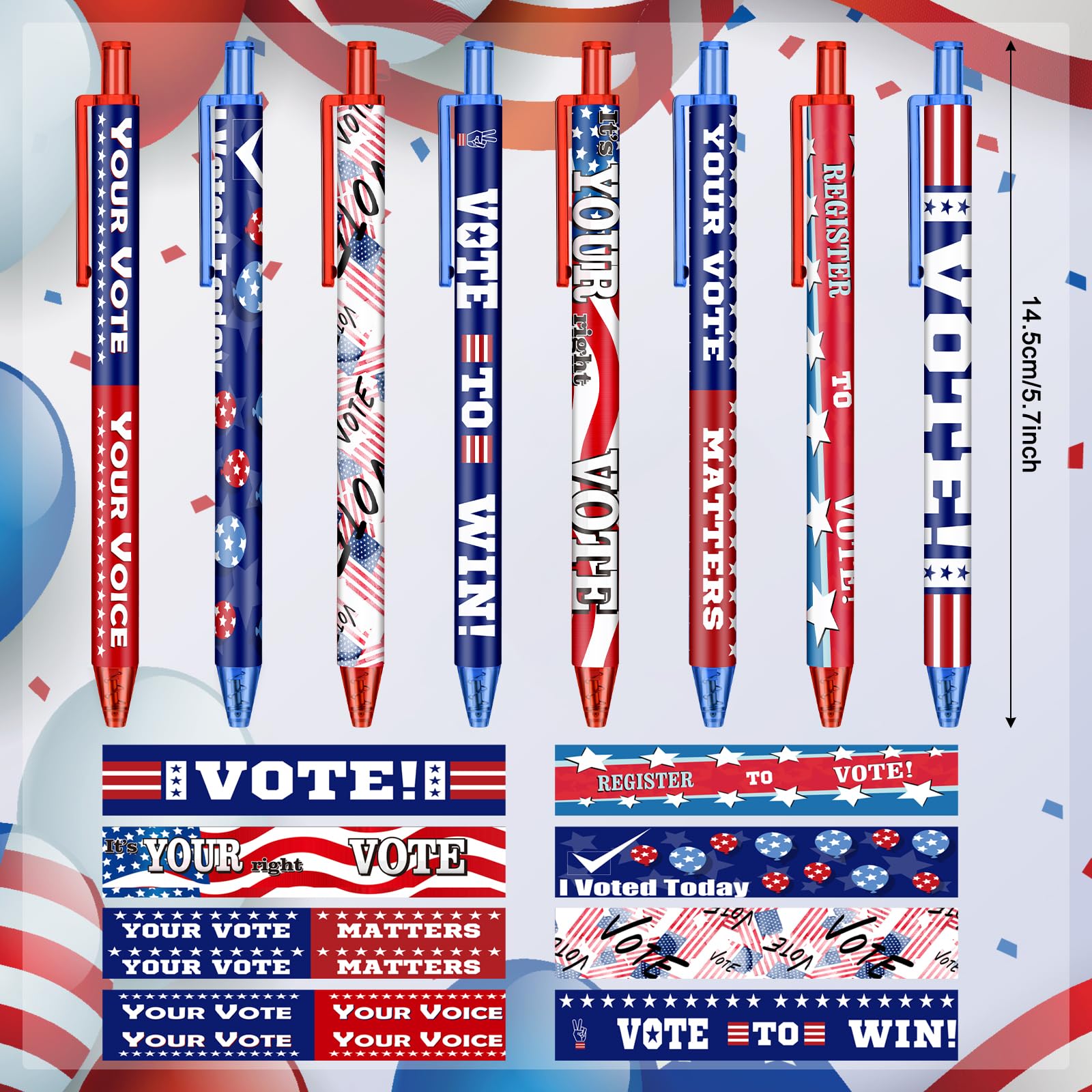 Leinuosen 240 Pieces Vote Pens Bulk 250th Anniversary USA American Flag Ballpoint Pens Your Vote