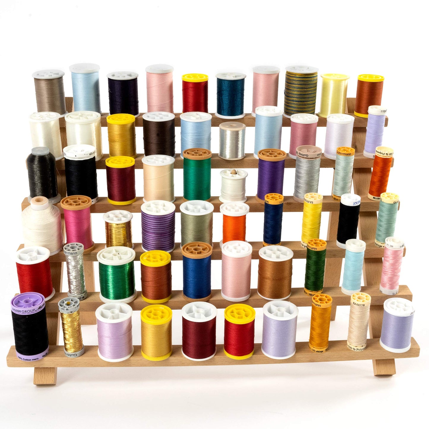 Dritz Wooden Thread Rack – Holds 60 Spools – Wall-Mount or Free-Standing with Pull-Out Legs – Wood
