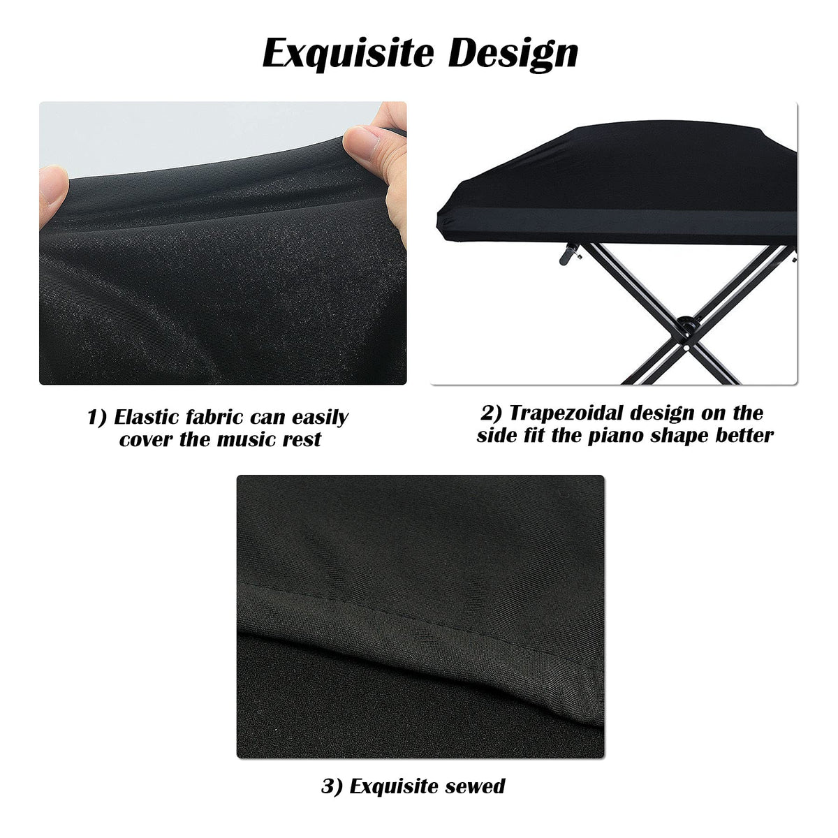 LIGICKY Stretchable 61 & 73 & 76 Keys Digital Piano Keyboard Dust Cover, Black