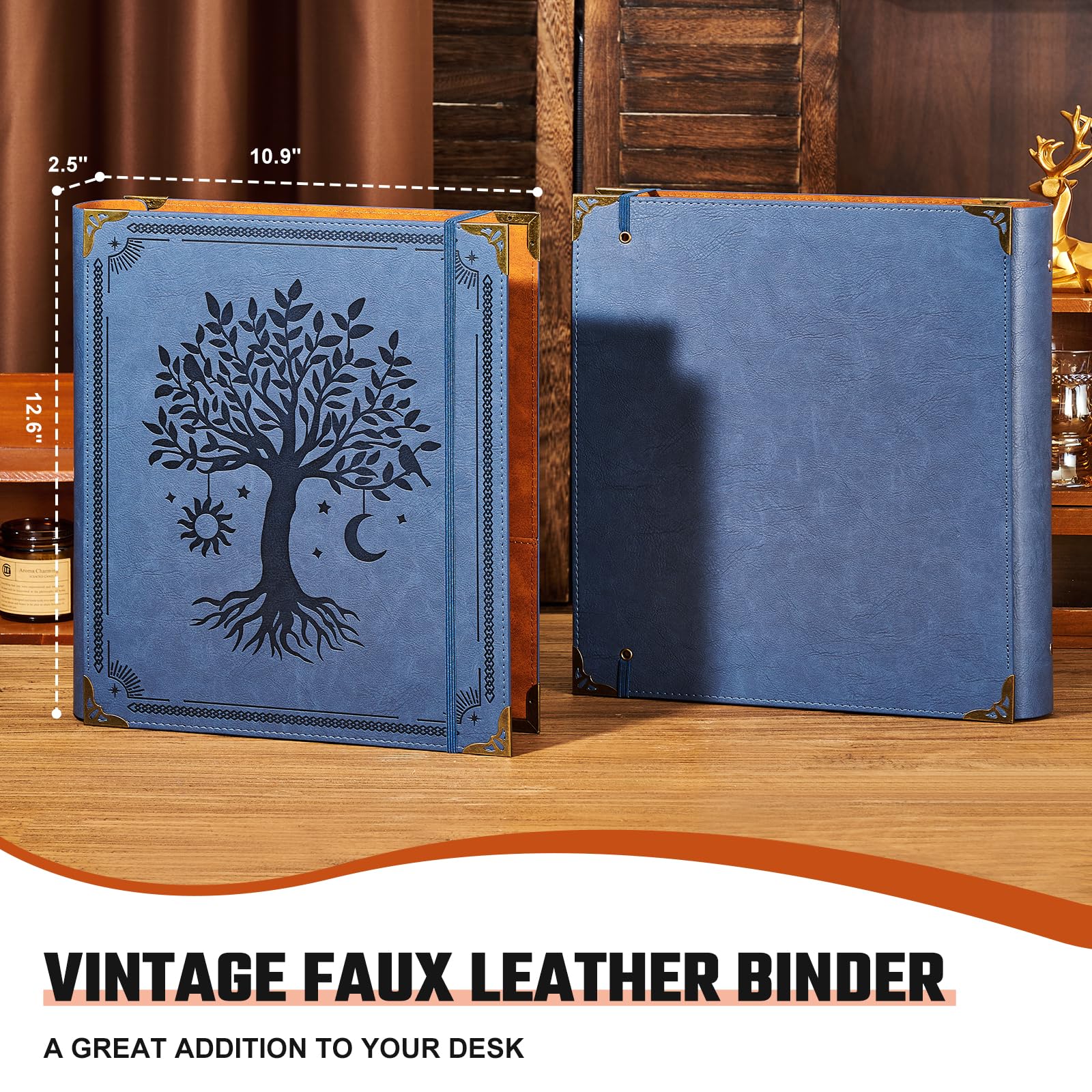 Ovesmusl PU Leather 3 Ring Binder 2 Inch Fits 8.5"x11" Letter Size Paper