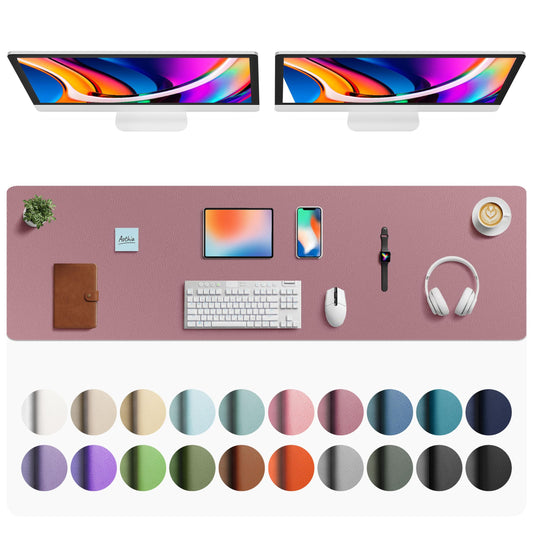 Aothia Faux Leather Desk Mat - Large Mouse Pad, Non-Slip PU Leather Blotter, Waterproof Writing