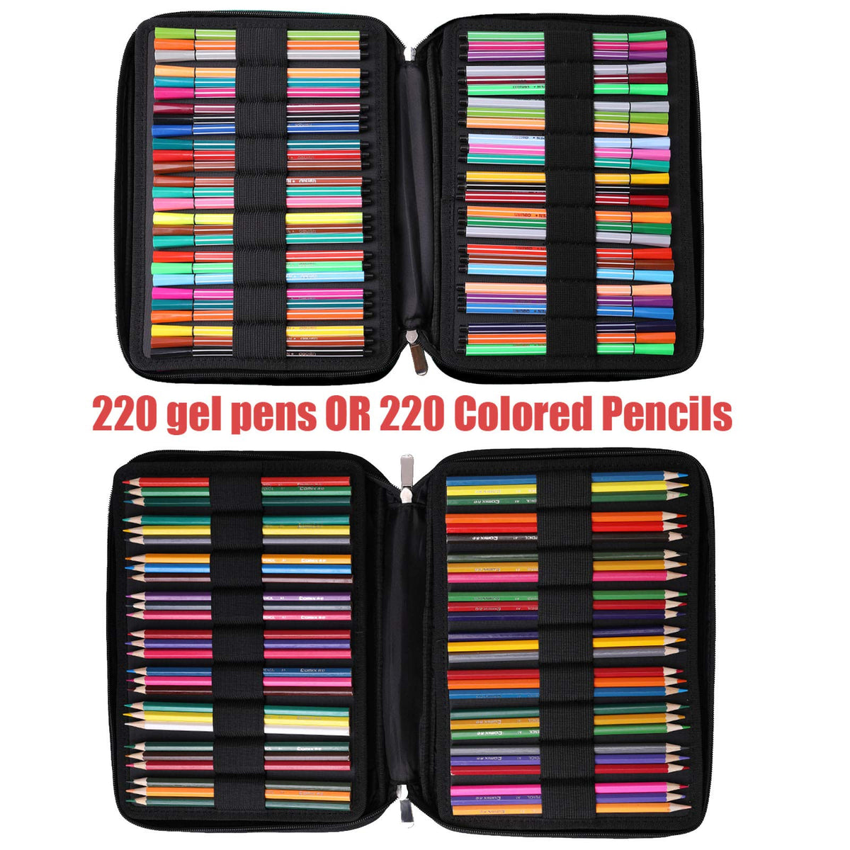 AYVANBER Colored Pencil Case 220 Slots Gel Pens Holder Waterproof Organizer Bag Portable Artist