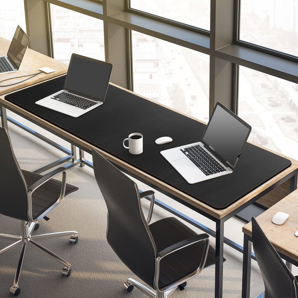 MAIDERN 63”x 15.7” Leather Desk Pad XXL, Large Desk Mat, Cork & Leather Large Mouse pad for Desk