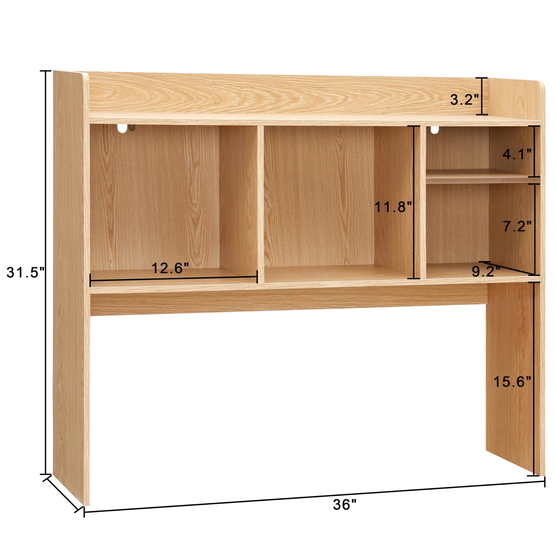 Nromant Desktop Bookshelf, Wooden Desk Storage Hutch with 6 Shelves for Computer Desk, 3-Tier