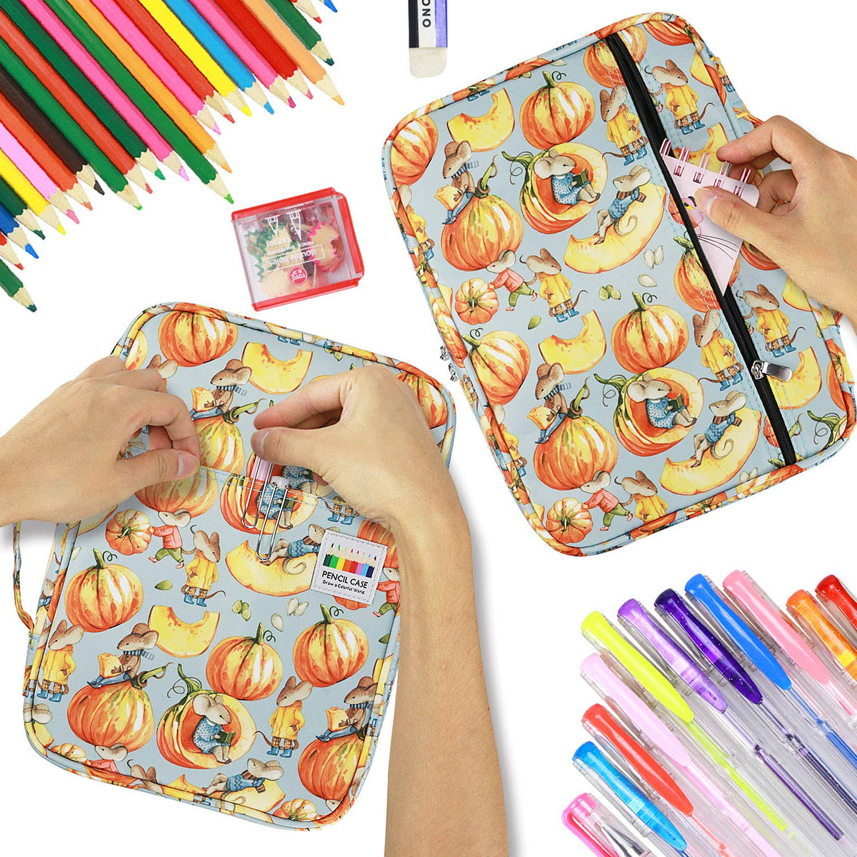 YOUSHARES Colored Pencil Case 220 Slots Pen Case Organizer With Handy Wrap & Zipper, Multilayer