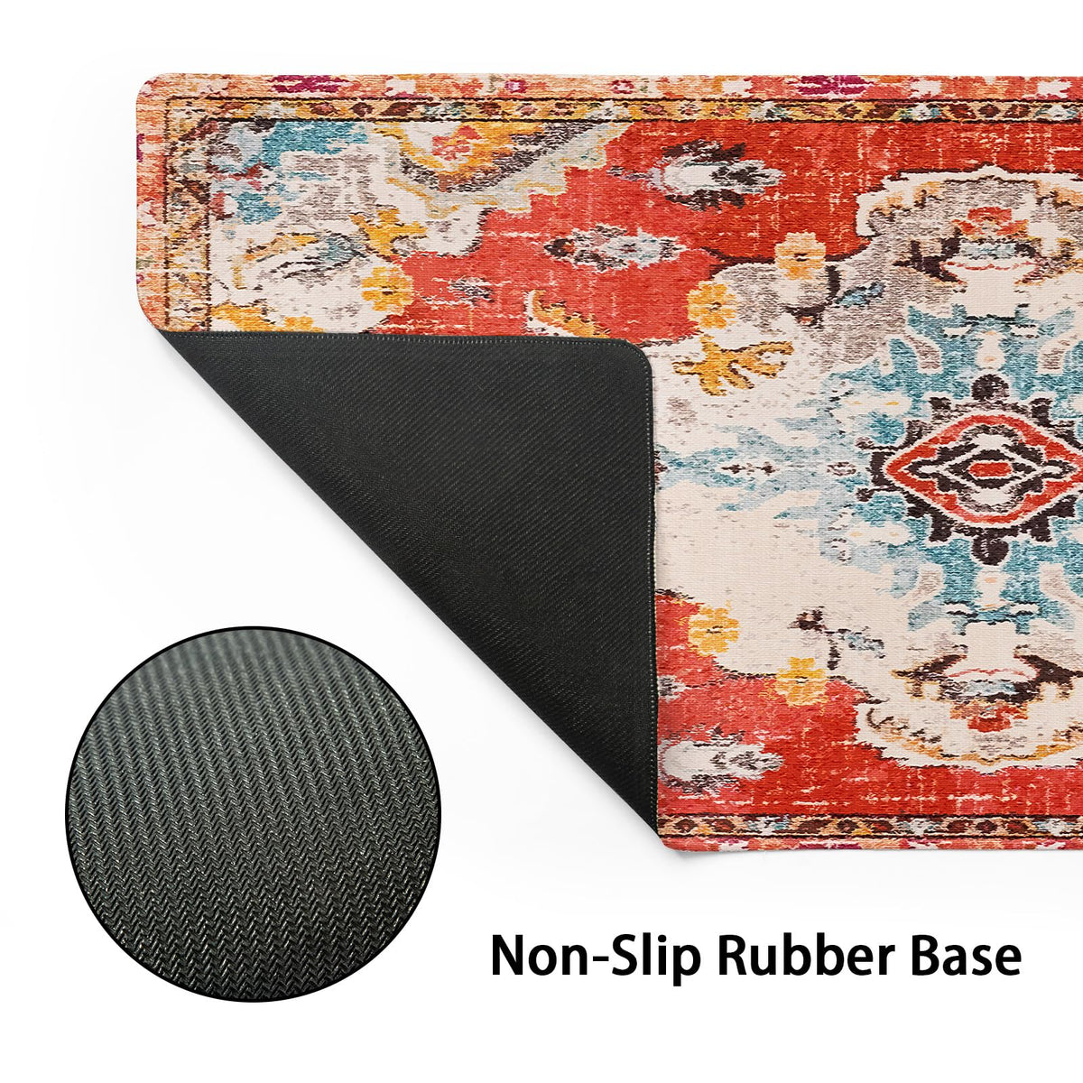 Vintage Rug Mouse Pad XXL Red Orange Retro Carpet Aesthetic Extended Table Mat 90X40 cm Non-Slip
