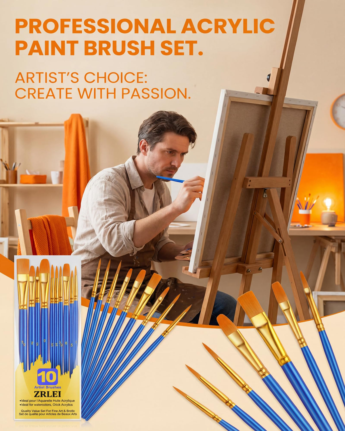 ZRLEI Paint Brushes Set, 160Pcs Round Pointed Tip Artist Paintbrushes for Acrylic Painting Oil